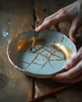 Traditional Kintsugi gold repair workshop experience in Kyoto.