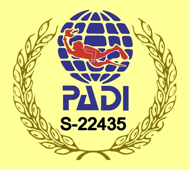 a person in a red shirt is holding a red and white sign that says padi includ the number certificat