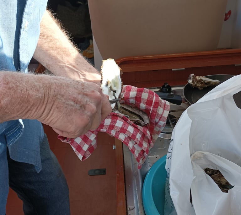 Schucking the Oysters.