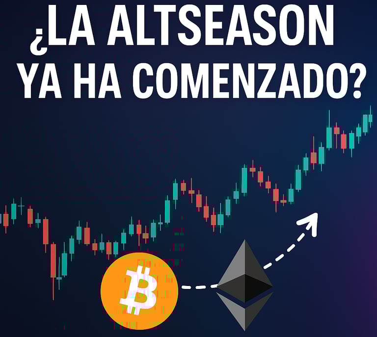 Gráfico con Ethereum y altcoins subiendo mientras Bitcoin se mantiene lateral