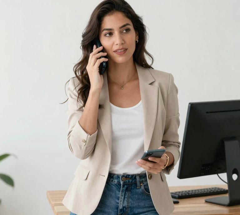 A friendly person assisting a client with housing options on a laptop