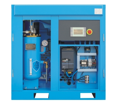 Internal structure of Wemano screw air compressor with labeled components