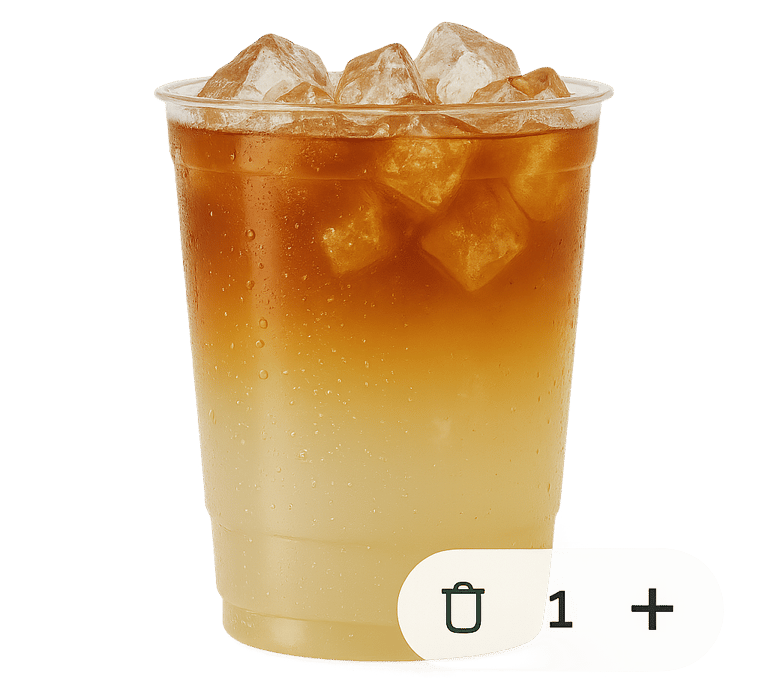 Ice-cold cocktail in a clear cup, delivered on the golf course