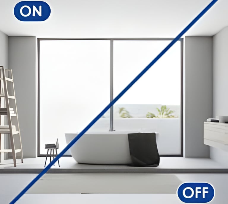 film PDLC opacifiant sur vitre vitrage intelligent PDLC transparent opaque installation film PDLC