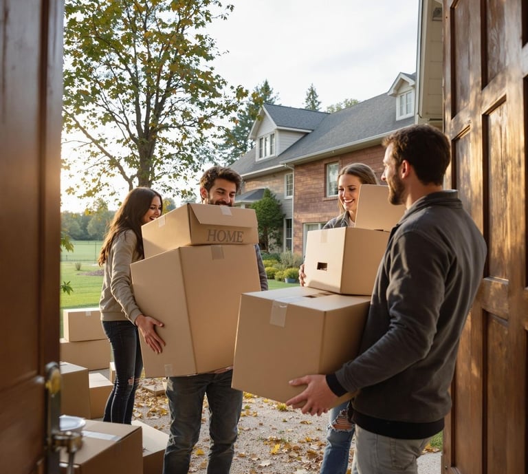 moving boxes into new home