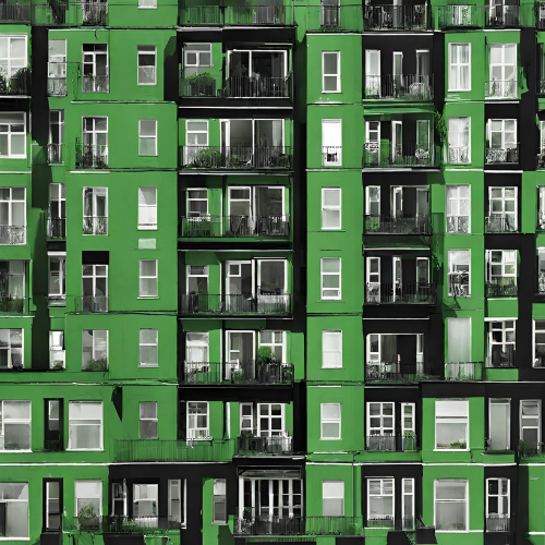 A block of green terraced properties