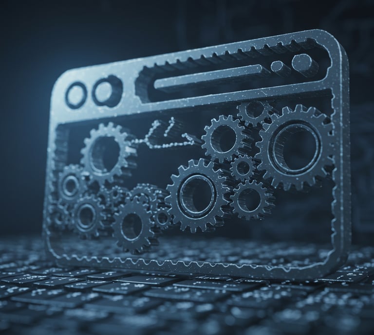 a computer keyboard with gears on a keyboard