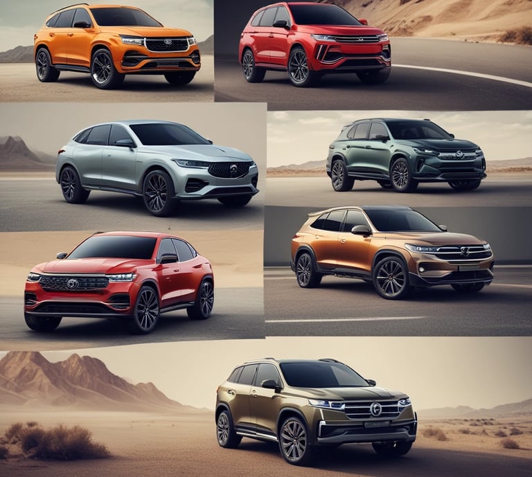 a series of four different color schemes of the same color of the car
