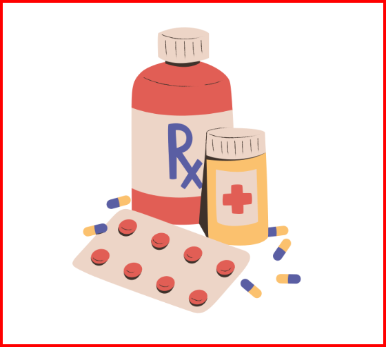 a bottle of pills and pills on a table