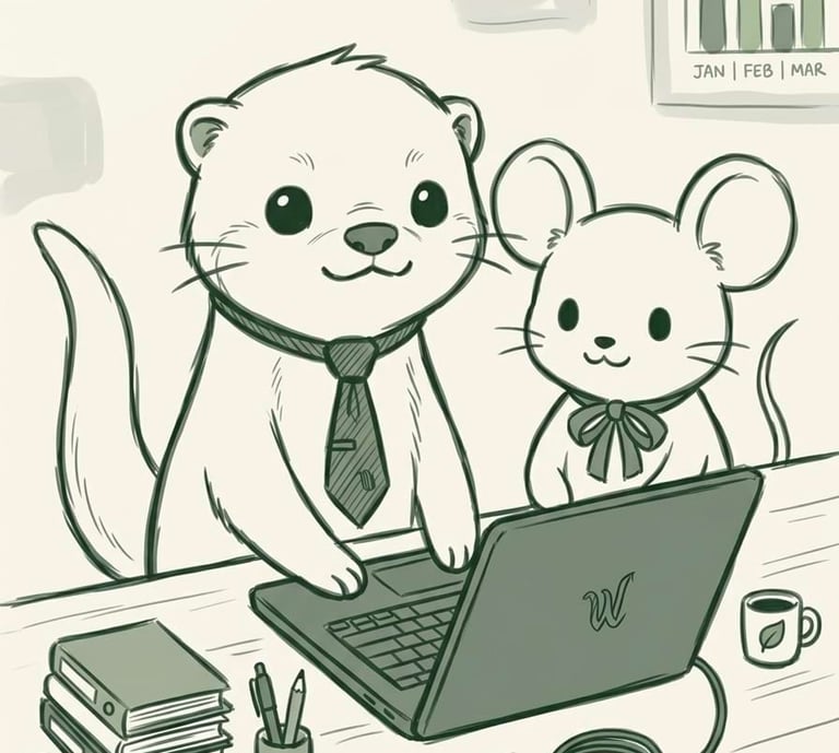 Emotjib team work on marketing strategy using a laptop