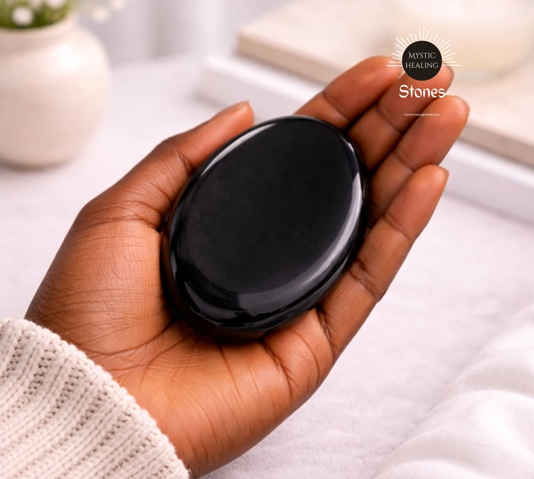 Black Obsidian Palm Stone