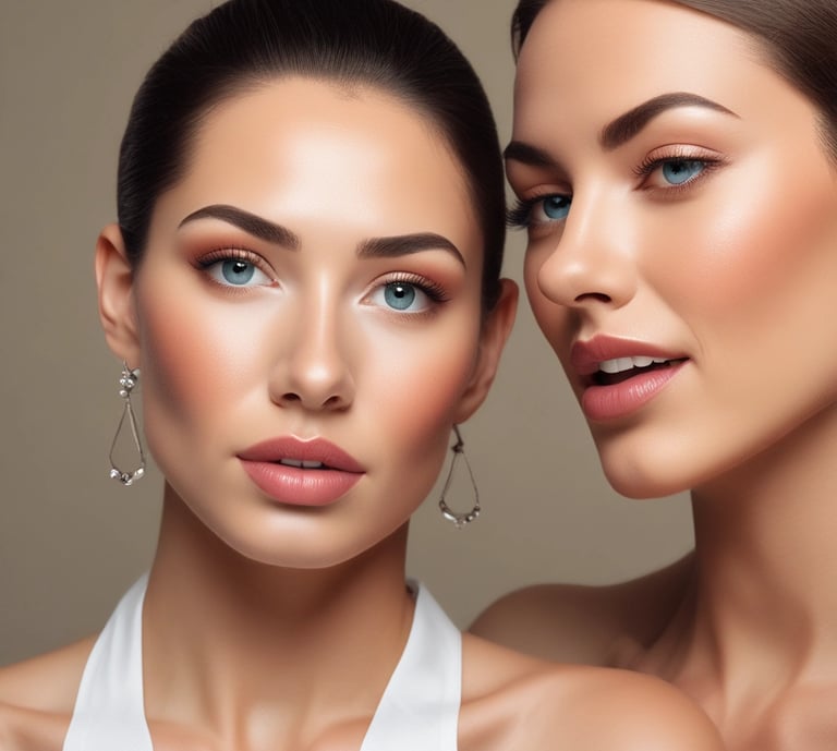 two women airbrush makeup