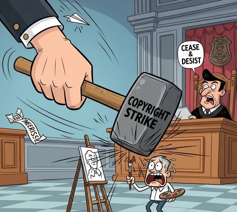 Un artiste qui reçoit un copyright strike pour son image.