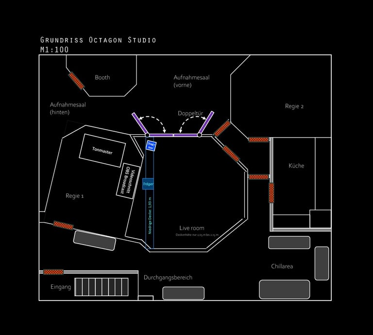 a floor plan of a building with a black background