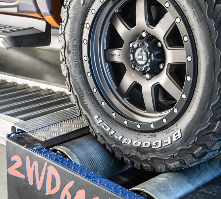 Engineered Tuning's car on the dyno machine