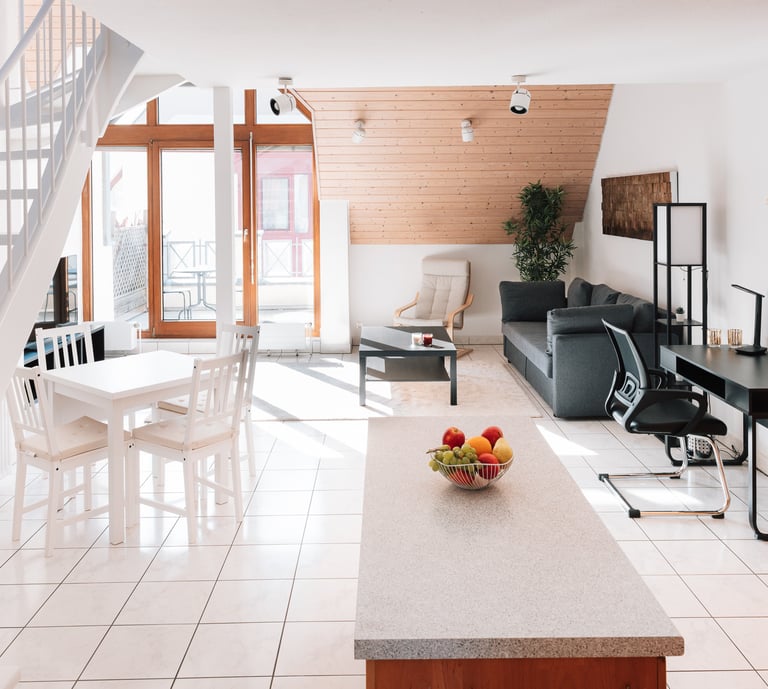 Living area of the serviced apartment near the Stuttgart Trade Fair and Airport