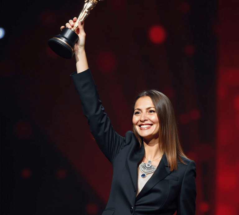a photo of Sanem Aydın Yayla holding a triumph