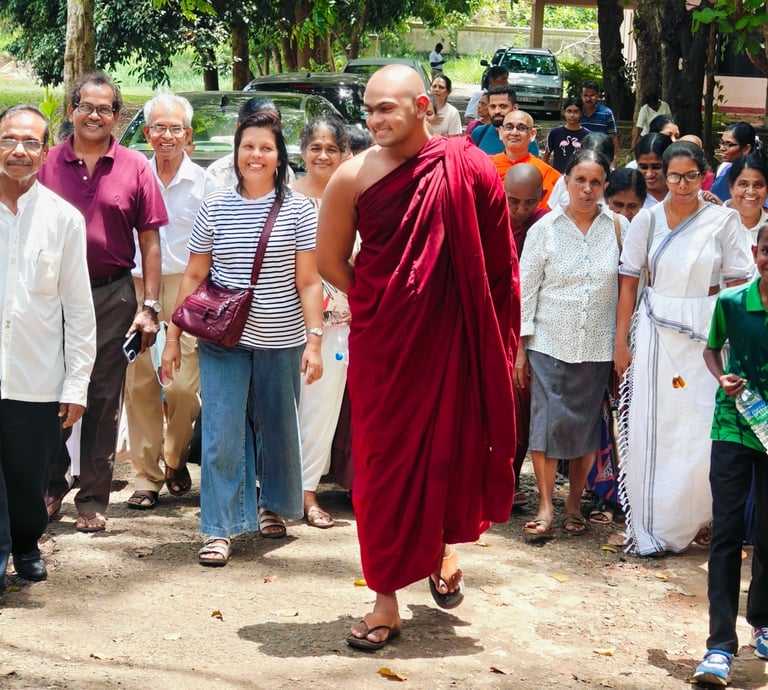 a monk monk in a red robe and a monk in a red robe