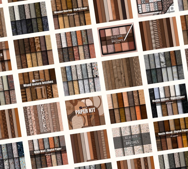 Realistic texture brushes and overlays for Procreate