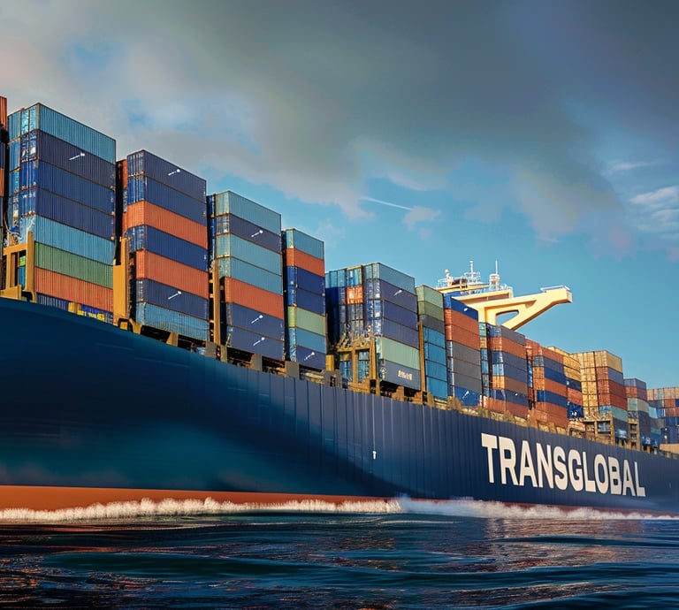 Un barco de carga transportando contenedores, servicios de logística y transporte marítimo 