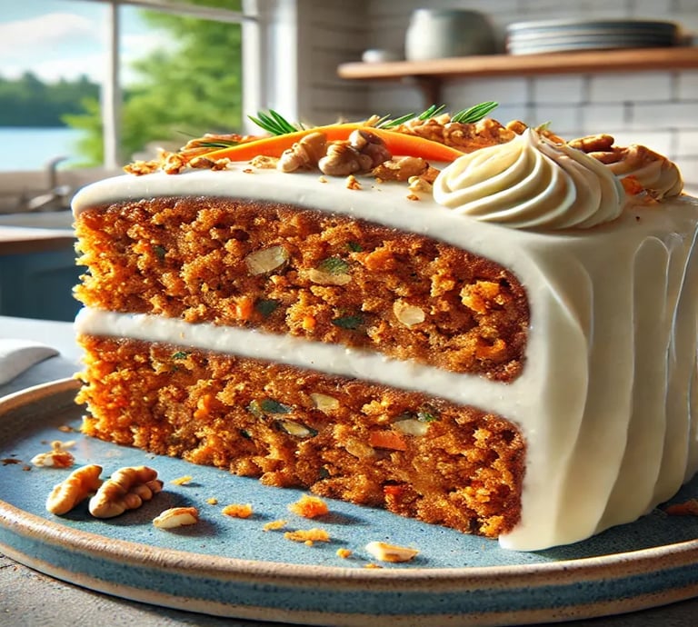 Harvest Carrot Cake with Applesauce, a moist, spiced cake made with fresh carrots.