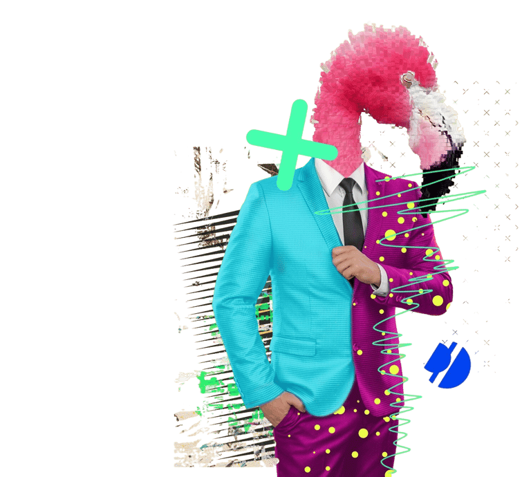 Geschäftsmann und Pelikan in einem - abstrakte grafische Darstellung