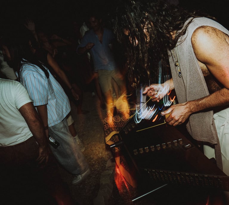 Libero Reina playing Persian Santoor into the party