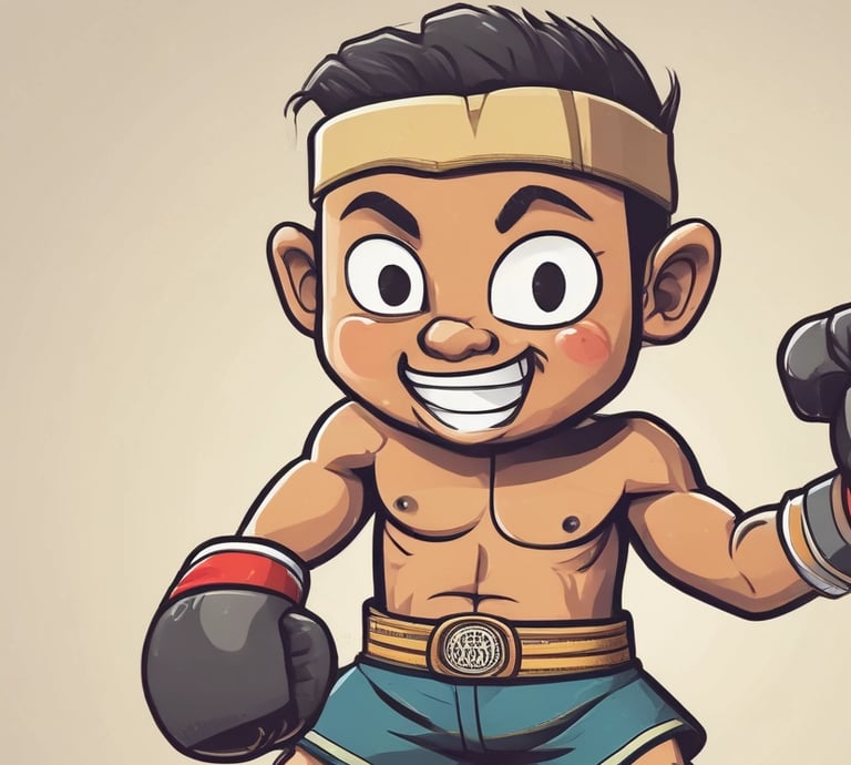 Cartoon image of a young Muay Thai fighter