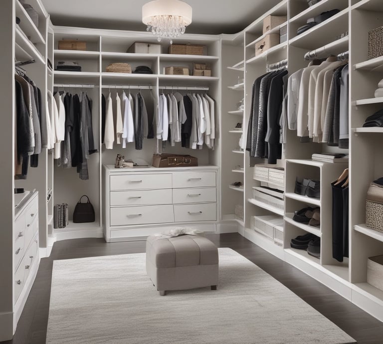 a room with a mirror and a vanity