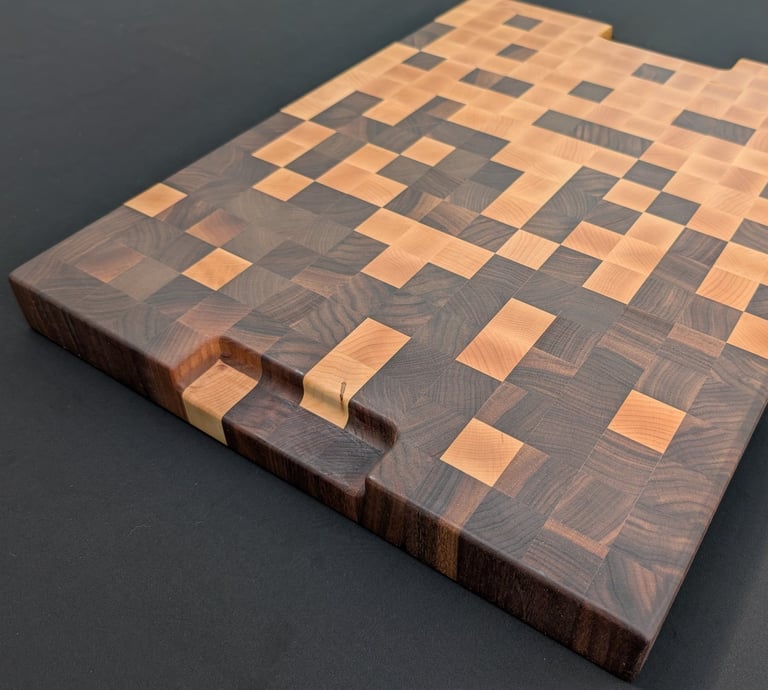 end grain cutting board, oversized maple and walnut 18X24