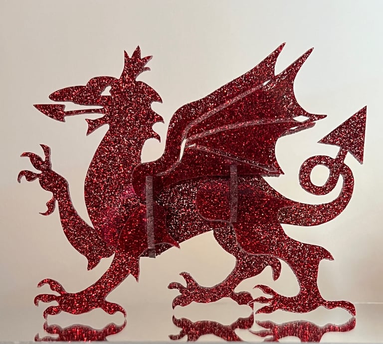 An image of a glittery red dragon