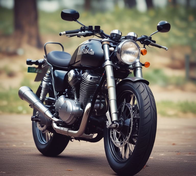 black and gray cruiser motorcycle parked beside black concrete building