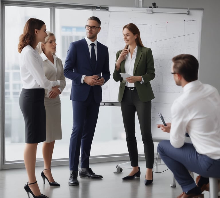 A dynamic portrait of Cloud Transcend's executive team standing confidently against a backdrop of glowing data center visuals.