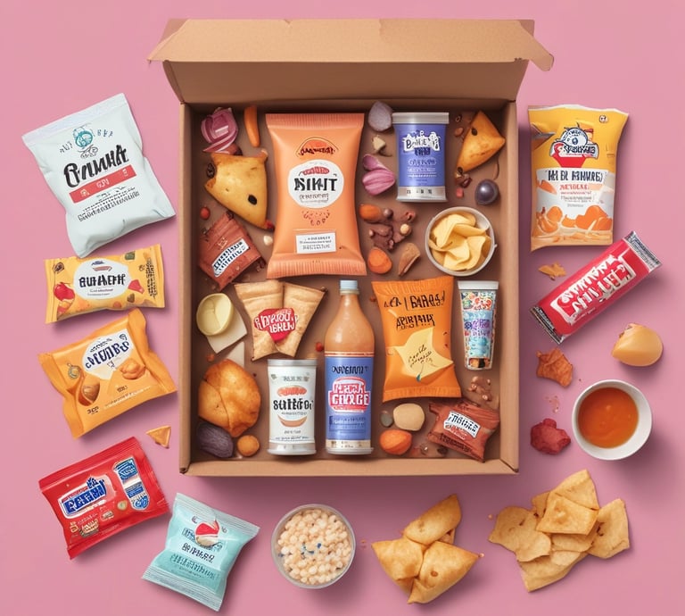 a box filled with a sandwich, waffles and fruit