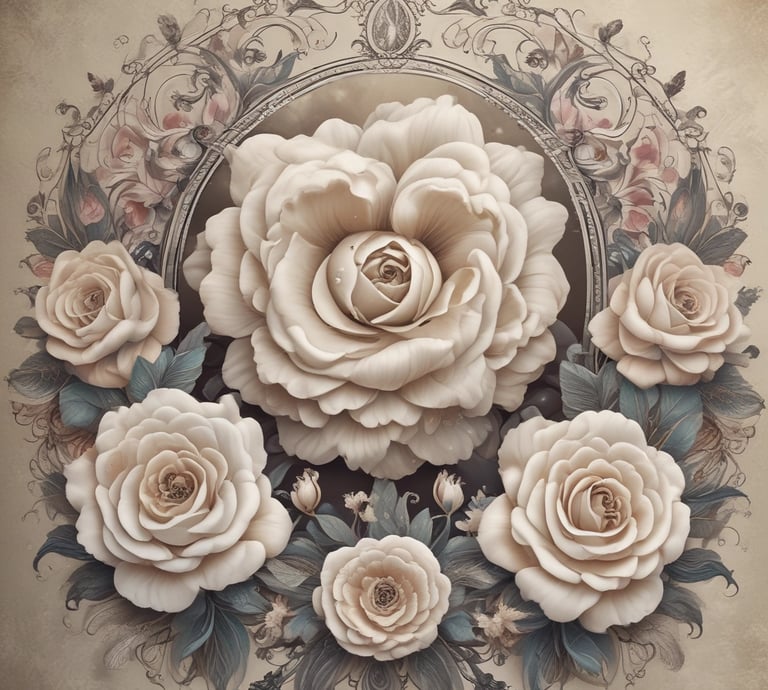 A serene workspace with delicate funeral print samples and soft natural light.