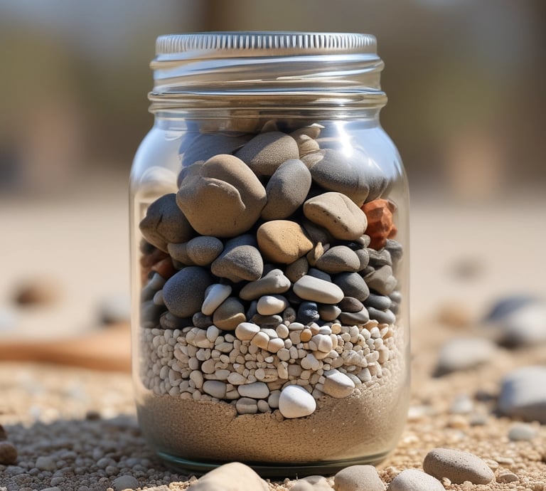 A group of young competitors eagerly gathered around LEGO creations on a display table, with earth-toned banners in the background.