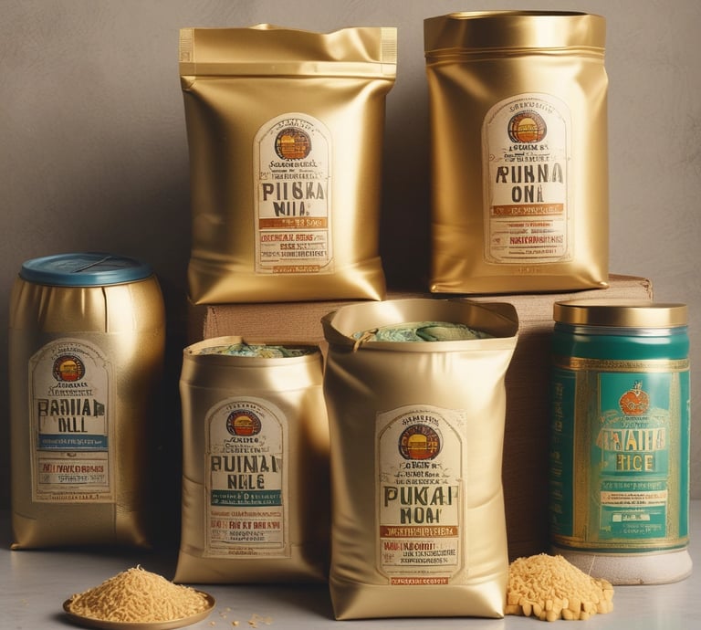 Close-up of assorted rice and pulses in rustic bowls on a wooden table