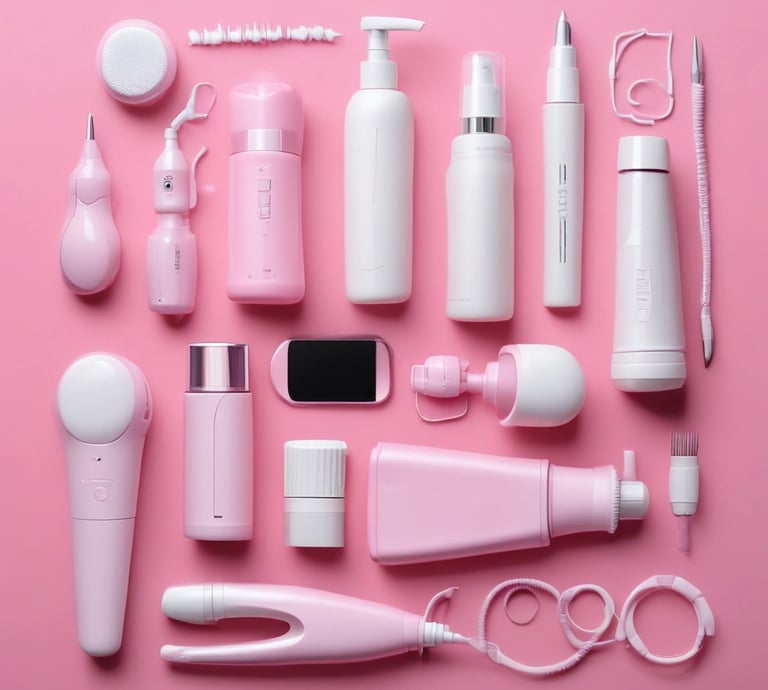 A sleek, modern beauty device resting on a soft pink background with gentle lighting highlighting its elegant design.