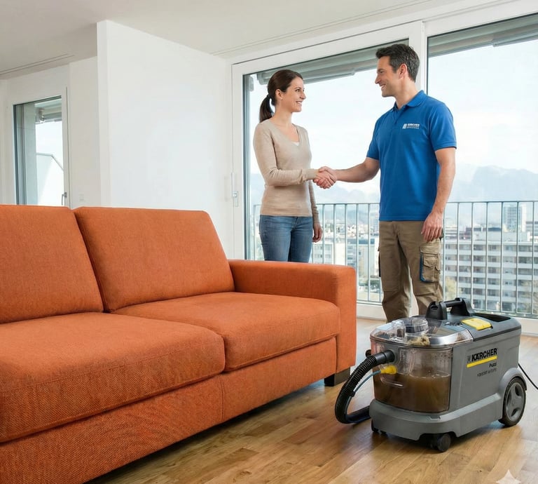 Cliente recibiendo un servicio de lavado de muebles en Ibagué