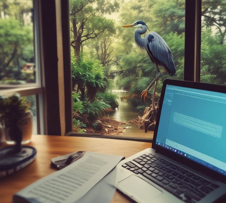 Close-up of the Pond Guard device installed near a koi pond, showing its sleek orange and grey design.