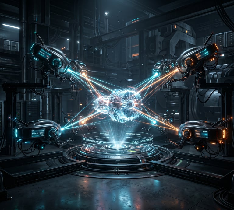 Automated AI agents collaboratively generating high-converting visual assets.