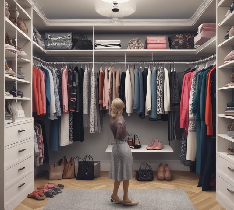 A cozy workspace with fashion magazines, a laptop displaying style articles, and a cup of coffee.