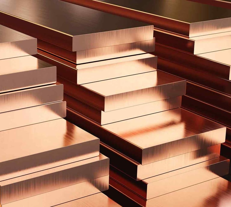 Bars of refined copper cathode