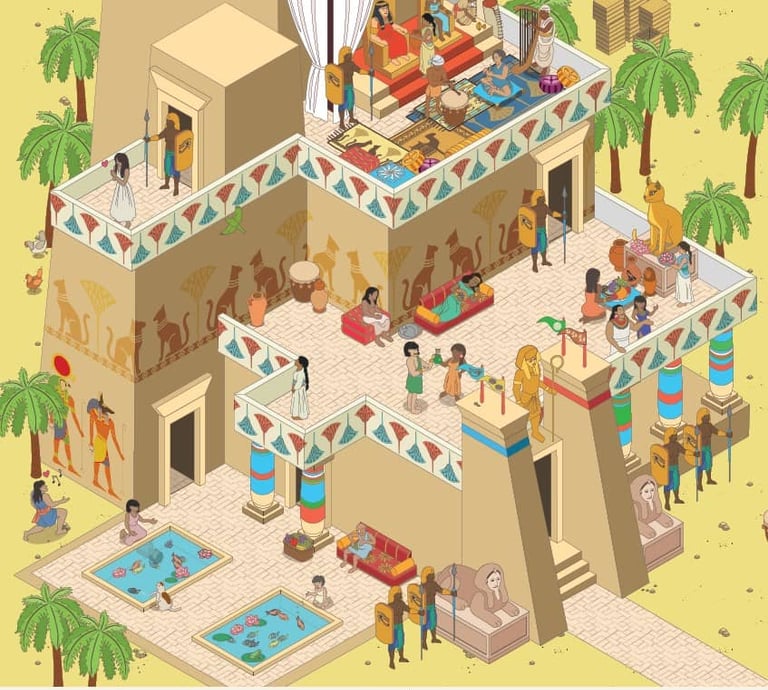 illustrations palais egyptien jeu cherche et trouve géant événements