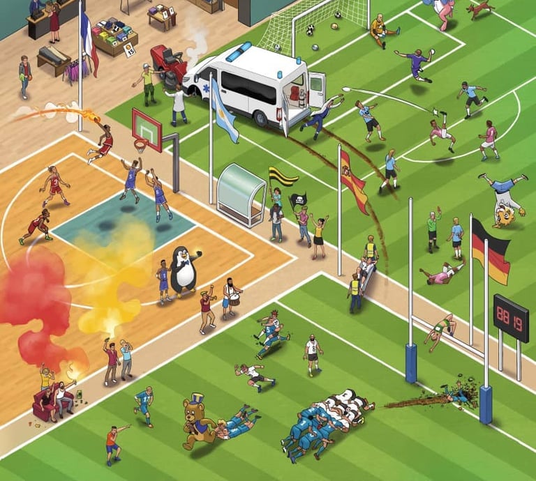 illustration stade foot pour jeu cherche et trouve géant événementiel