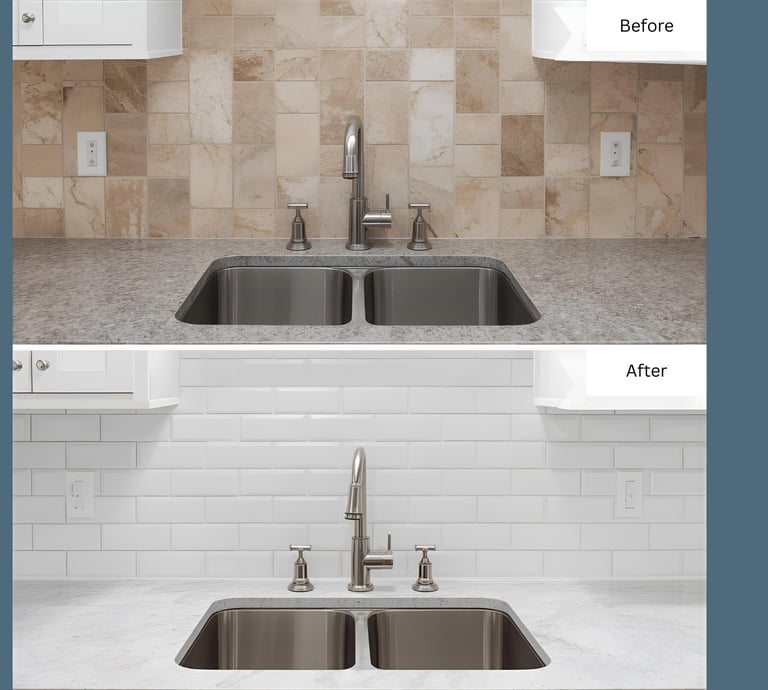 Initile before and after backsplash in Macomb County, Michigan