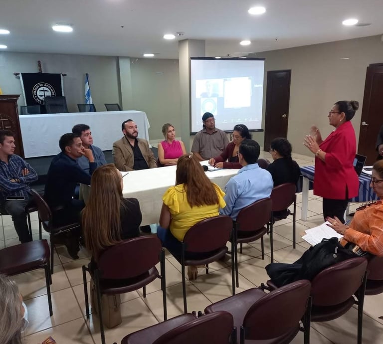 a group of people sitting around a table
