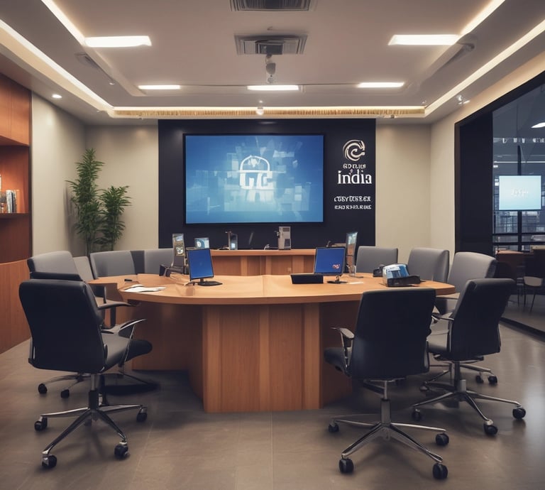 A modern office space showcasing technology and innovation.