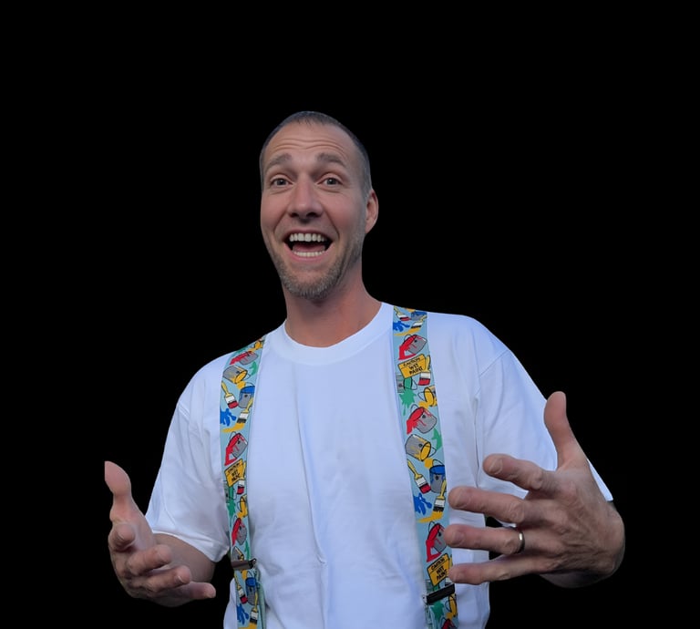 Brian in paint suspender