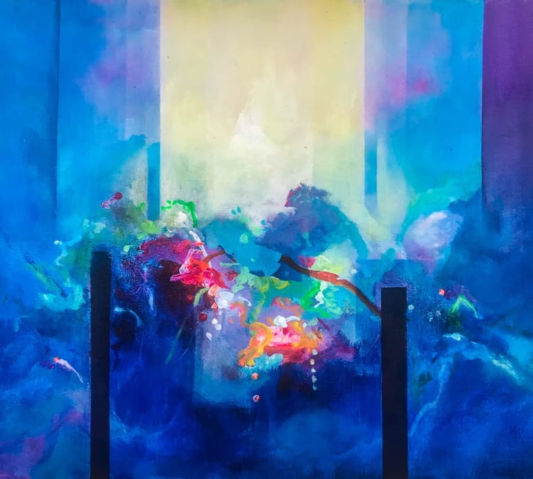 pintura abstracta en tonos azules principalmente 2024